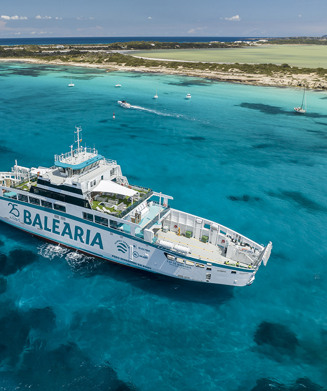 Bale&agrave;ria ferry in turquoise water