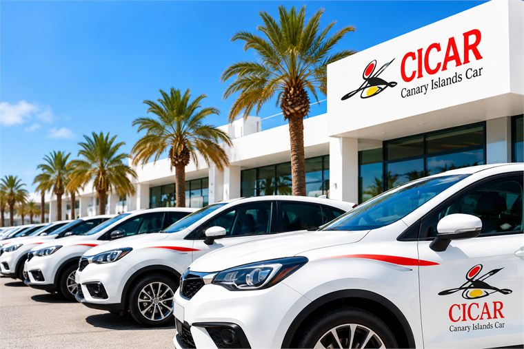CICAR rental cars under palm trees
