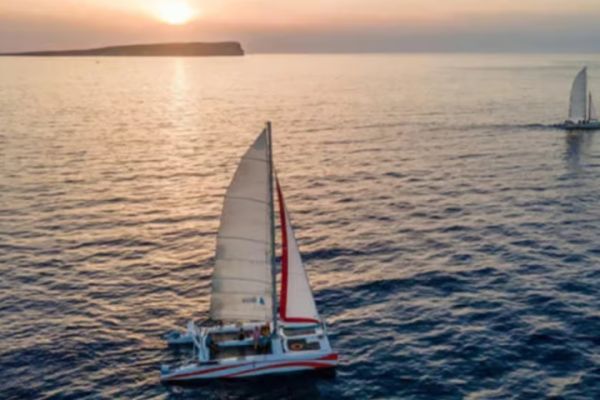 Fornells: Catamaran Sunset Cruise of Menorca's Coast