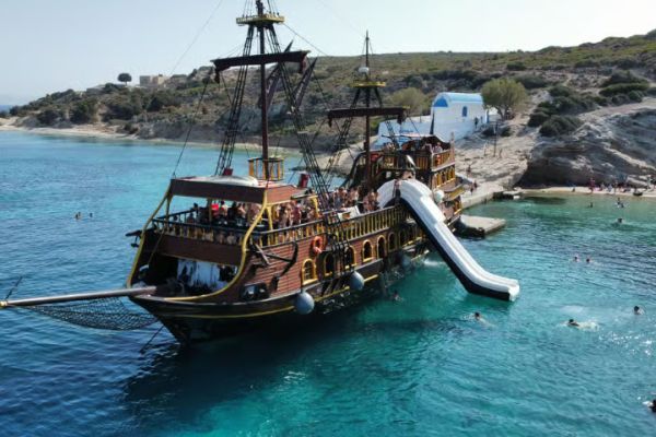 From Kos: 3-Island Pirate Cruise with Lunch and Waterslide